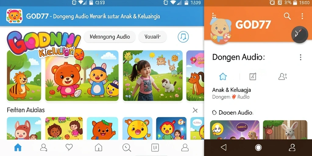 Antarmuka aplikasi GOD77 yang menarik dan ramah anak.