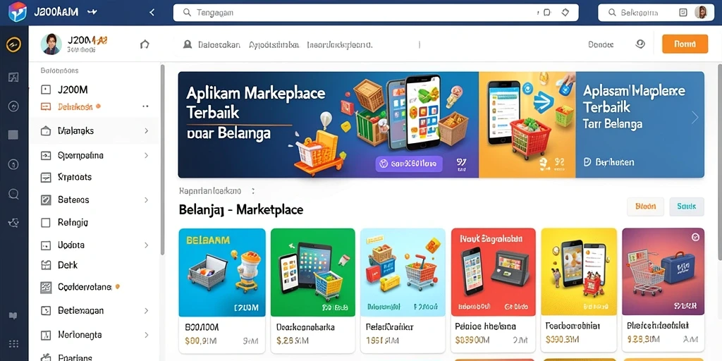 Antarmuka aplikasi J200M yang ramah pengguna untuk belanja online.