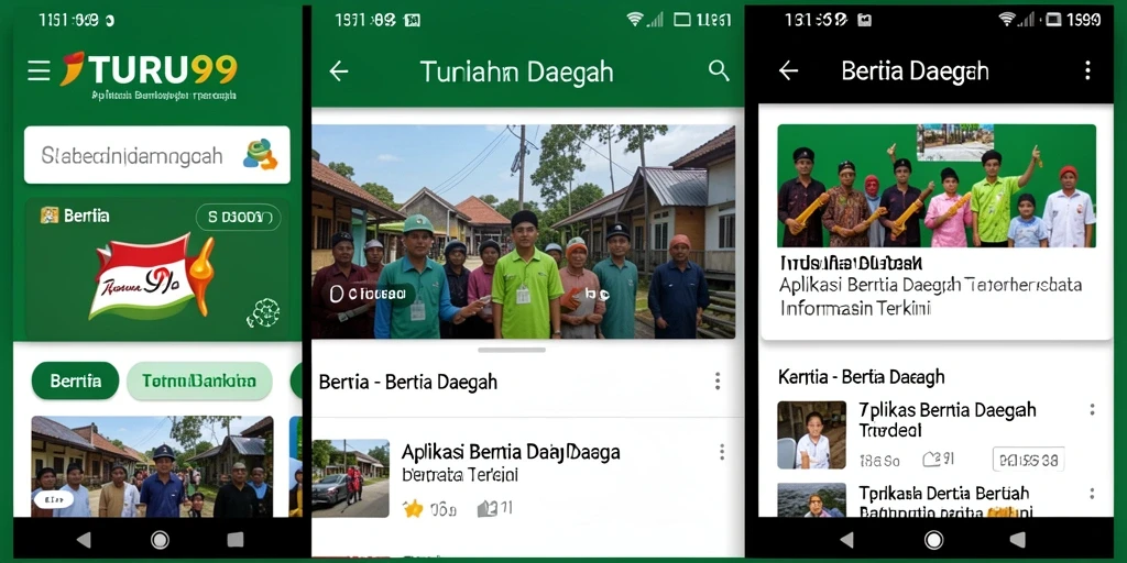 Antarmuka TURU99 menampilkan berita terkini dari berbagai daerah.