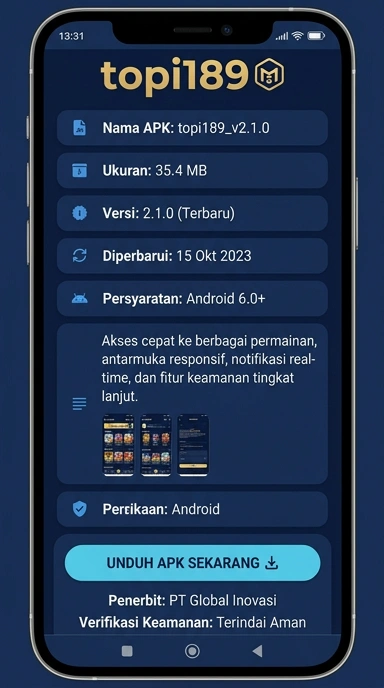 Tampilan halaman APK topi189
