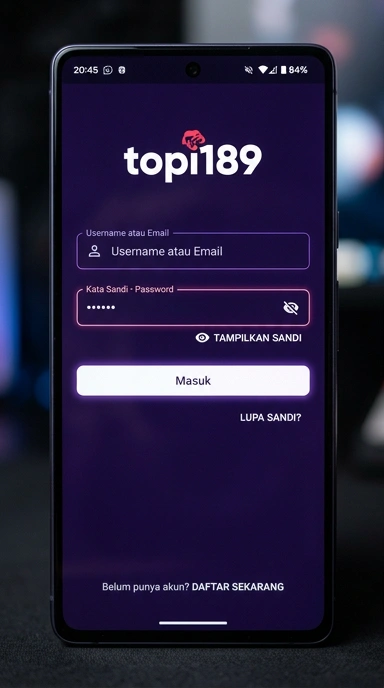 Tampilan halaman login topi189